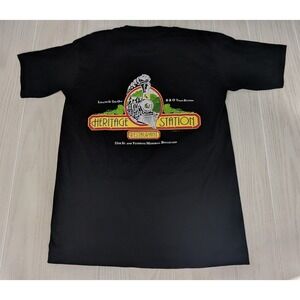 JERZEES Black M T-Shirt Heritage Station Restaurant VA Train single stitch vtg